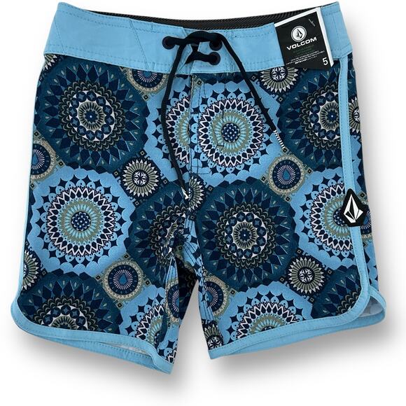 Volcom Mod Barnacle Medallion Scallop Print Board Shorts Little Boys Size 5 Med - Picture 1 of 7